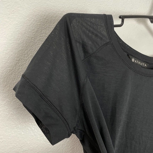 Athleta Vapor T-Shirt S Black Sheer Lightweight Breathable Crew Neck - Picture 4 of 10